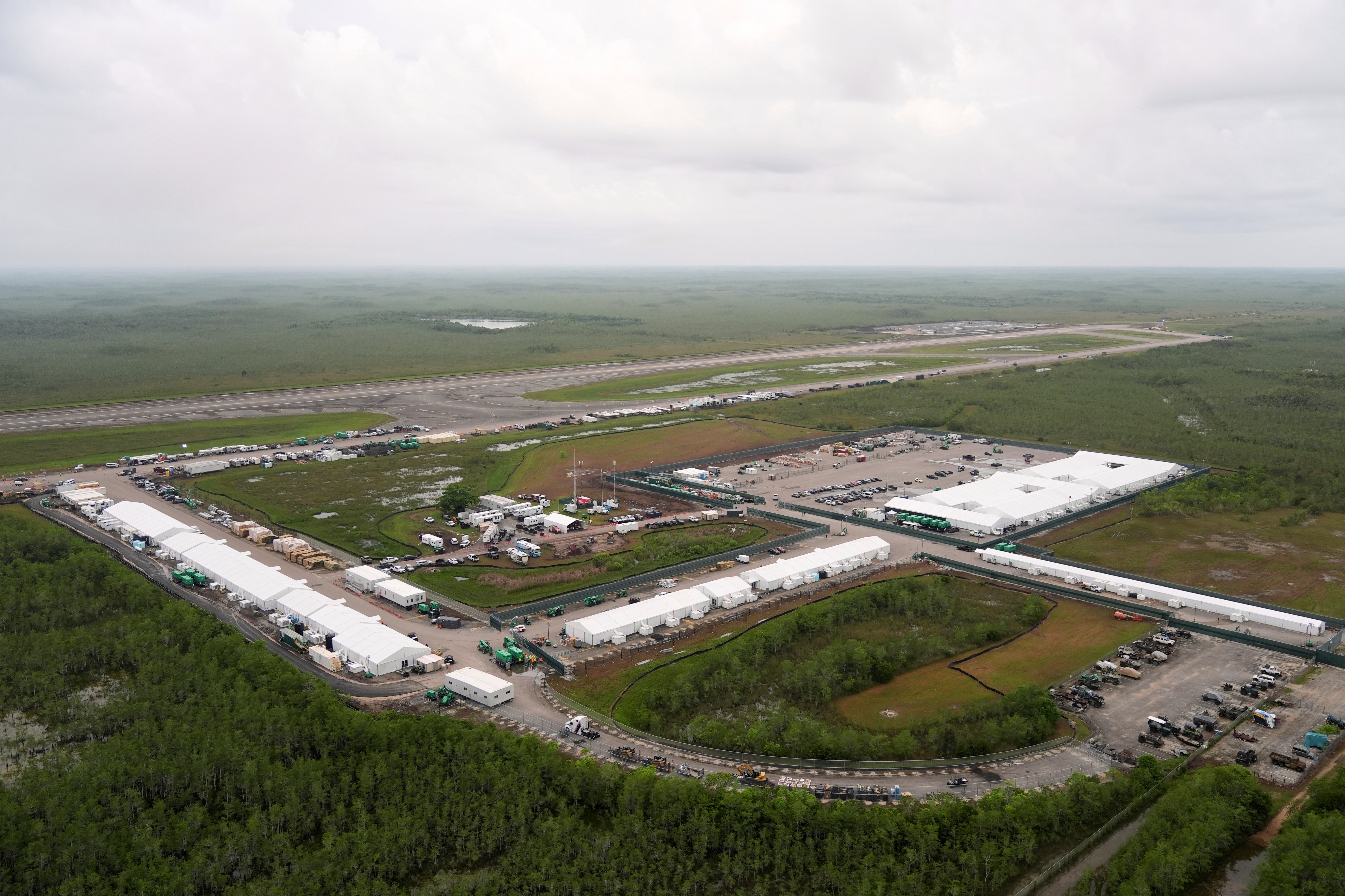 Trump and his allies, including Florida Governor Ron DeSantis, have touted the makeshift detention center as an efficient and get-tough response to the president’s call for mass deportations