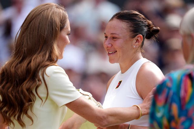 The Princess of Wales consoles Amanda Anisimova (John Walton/PA)