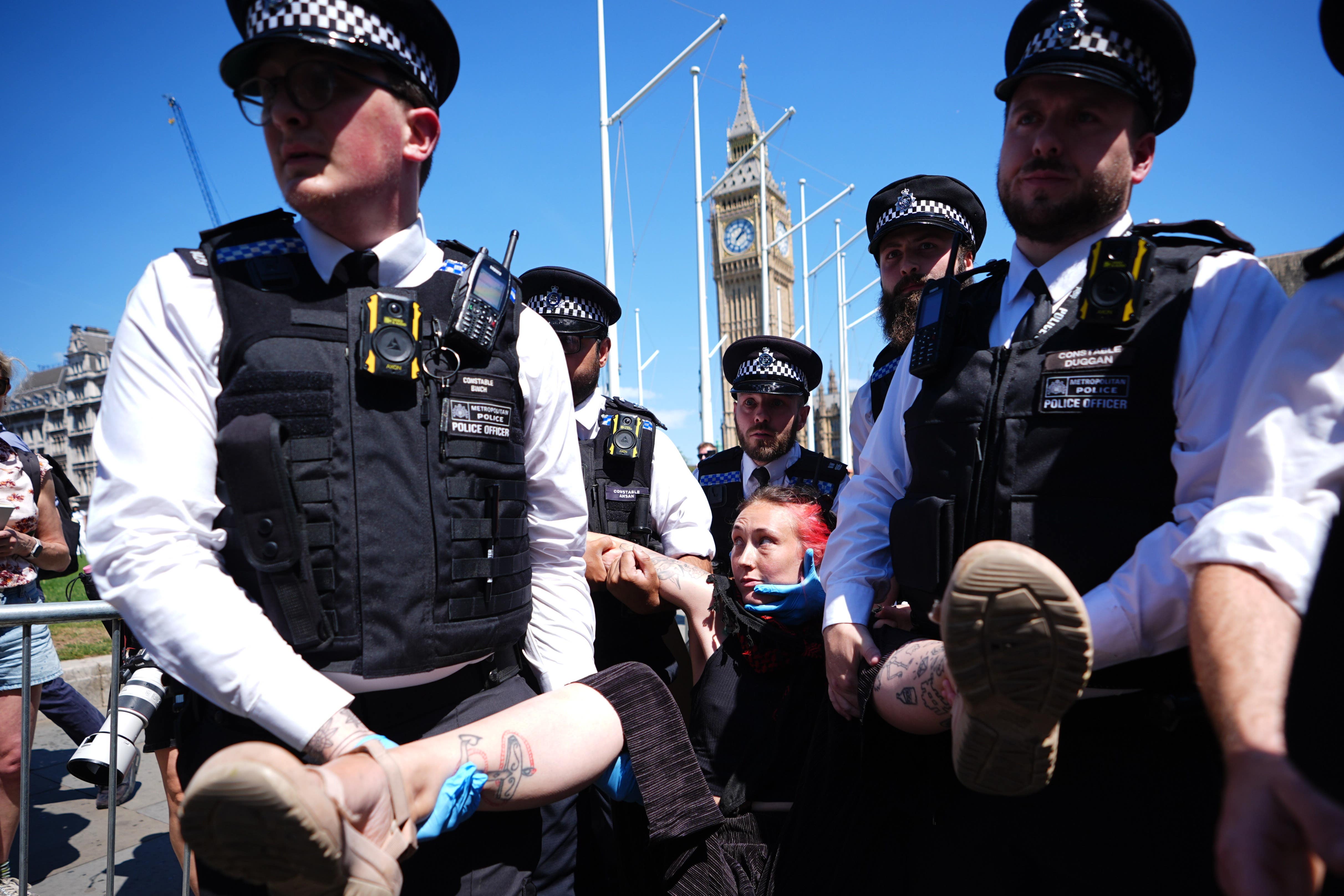 More than 40 protesters were removed from Parliament Square in London (James Manning/PA)