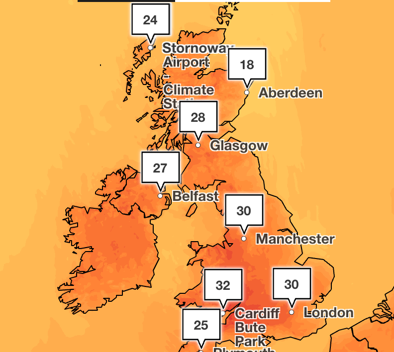 The Met Office said that temperatures may peak on Saturday