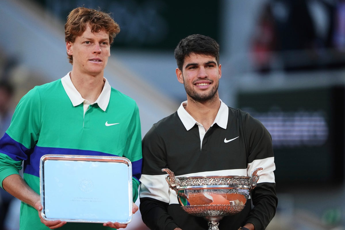 Jannik Sinner faces Carlos Alcaraz at Wimbledon in a rematch of their epic French Open final