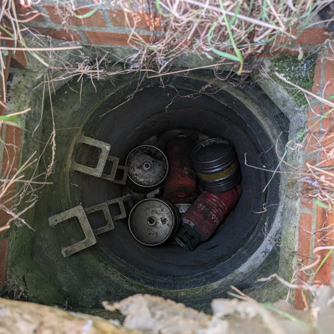 Firefighters had to use a access pole and lines to lift the cylinder, which they were kept down so that they could pick it up for safety