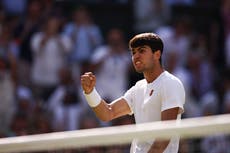 Alcaraz v Sinner live: Wimbledon men’s final score and updates after champagne cork interrupts blockbuster rematch