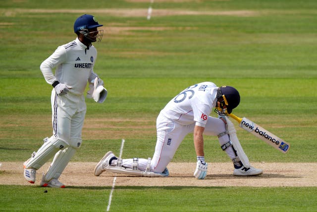 Joe Root is bowled by Washington Sundar at Lord’s (Bradley Collyer/PA)