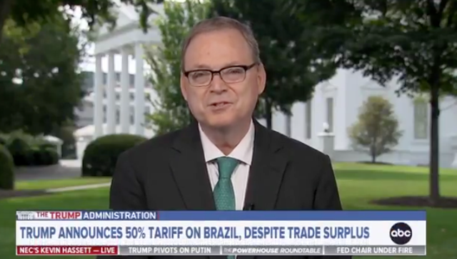 <p>Kevin Hassett, White House economic adviser, during an appearance on ABC's 'This Week' on July 13, 2025</p>