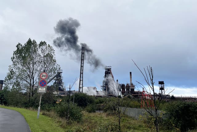 Tata Steel in Port Talbot, as the last blast furnace at one of the biggest steelworks in the world shut down last September, leaving it unable to make its own virgin steel (George Thompson/PA)
