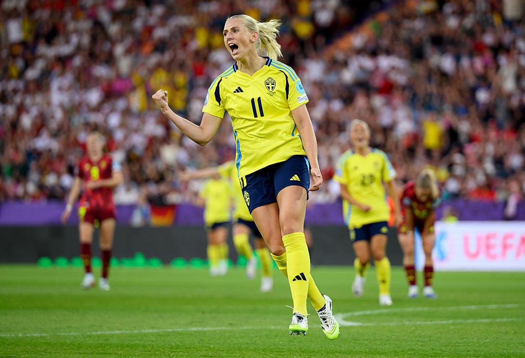 Arsenal striker Stina Blackstenius is one of several Sweden threats who play in England
