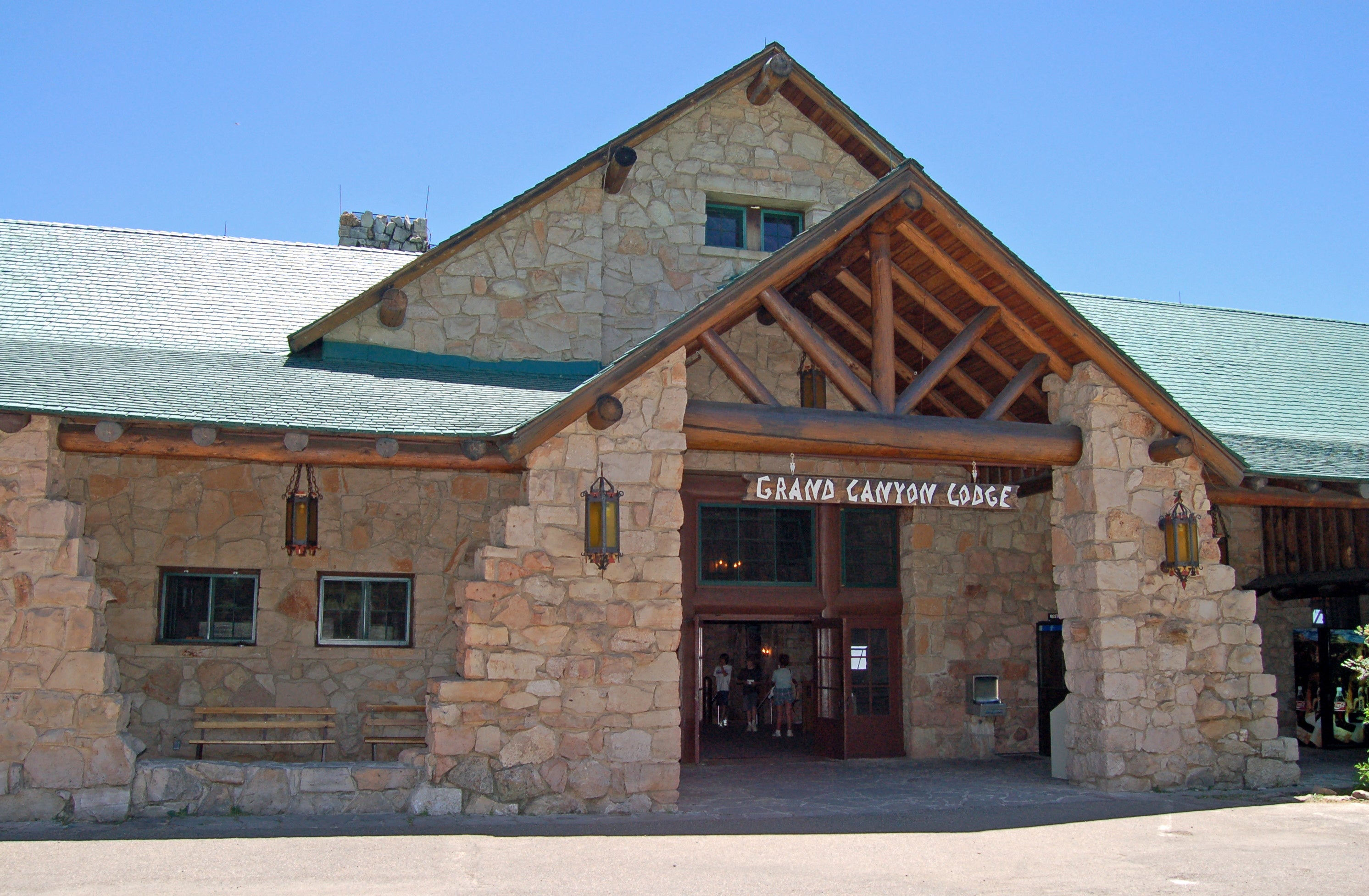 A general view of the front entrance of the Grand Canyon Lodge in Arizona, U.S. June 25, 2007. The lodge was destroyed in the Dragon Bravo wildfire in July 2025. National Park Service/Michael Quinn/Handout via REUTERS