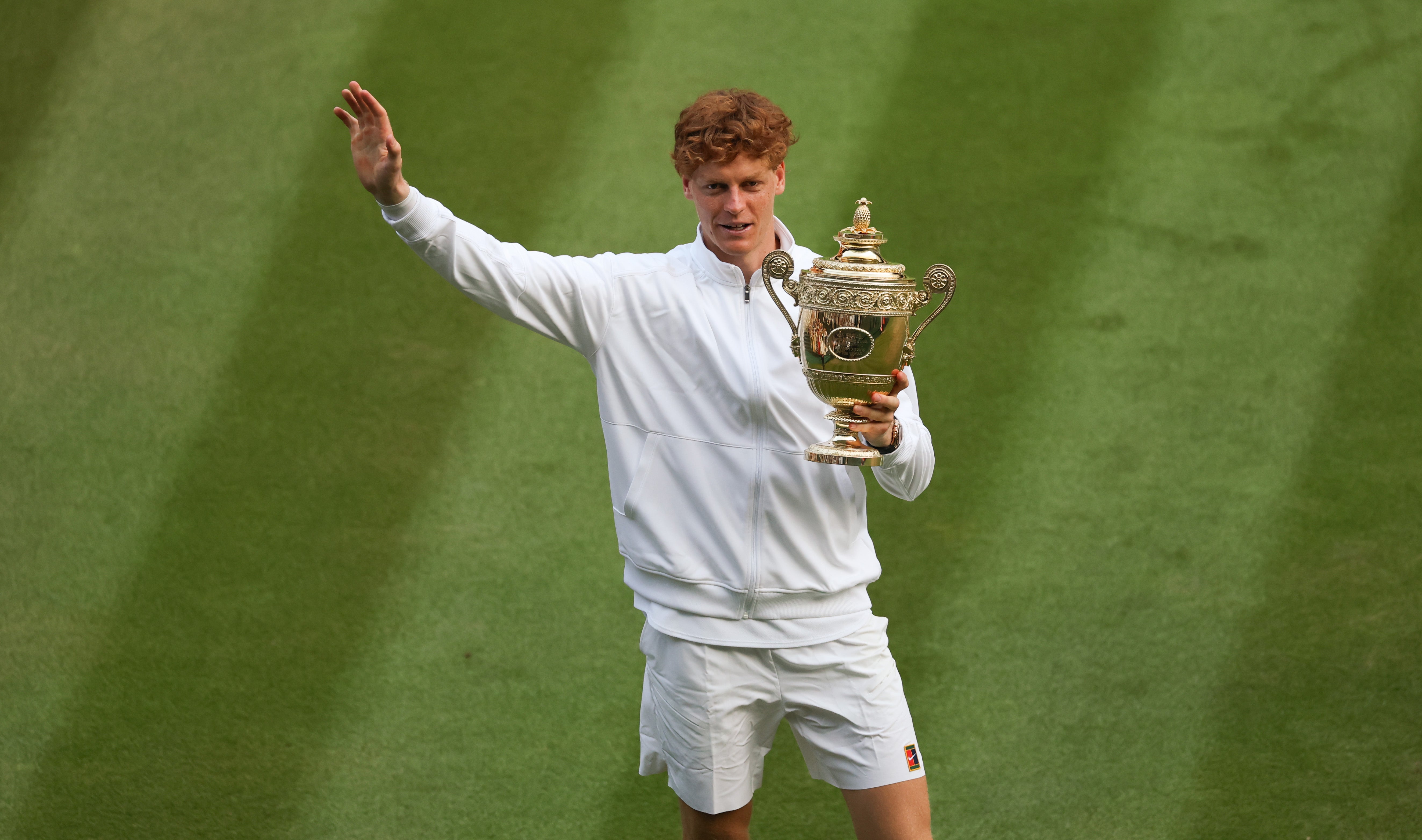 Sinner celebrates his first Wimbledon title on Sunday but was banned for three months earlier this year