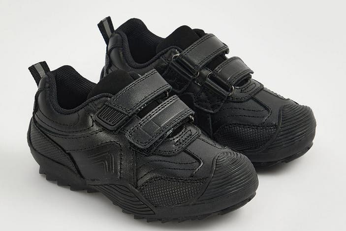 Asda George black leather double strap school shoe