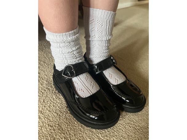 M&S patent leather buckle school shoe