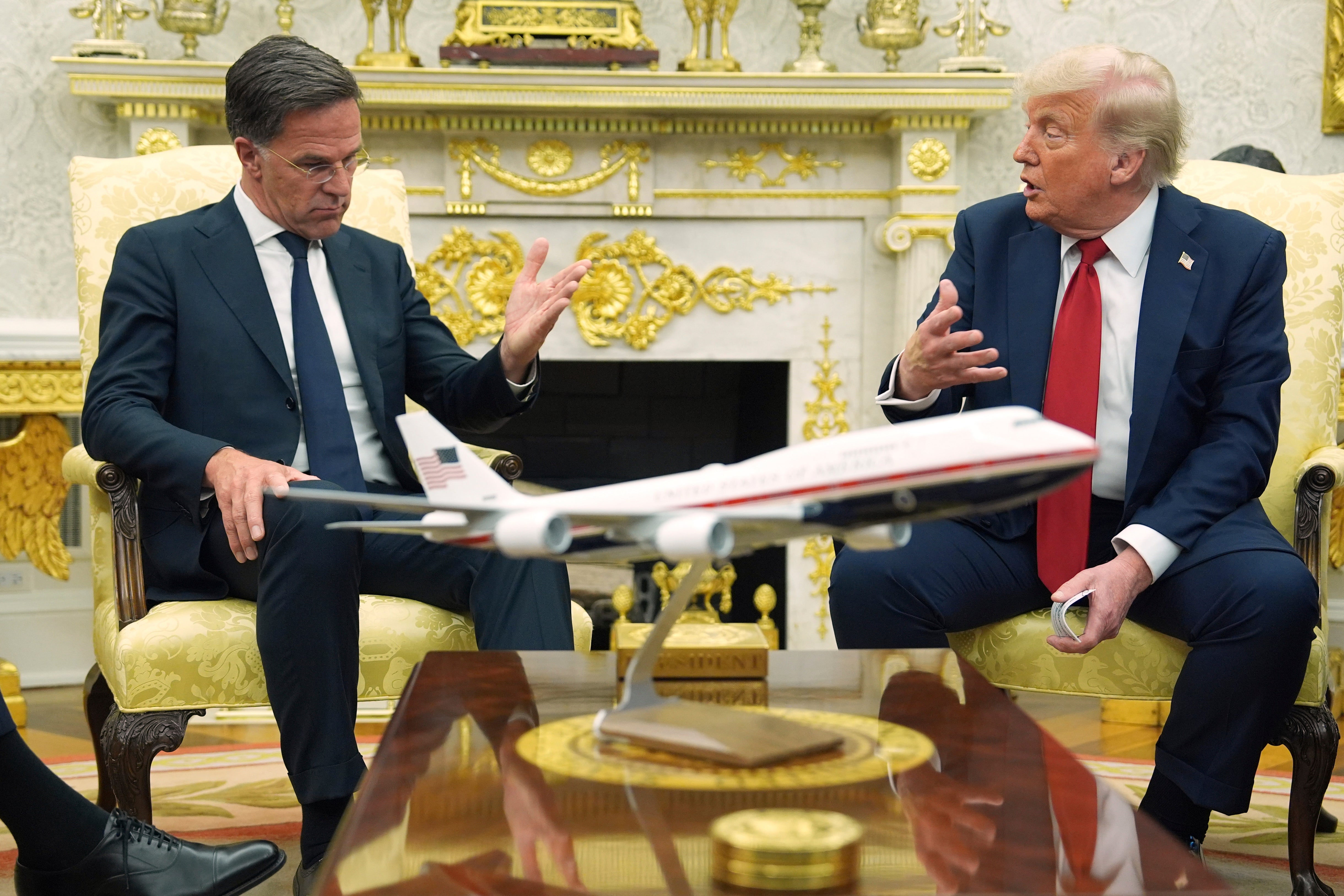Donald Trump meets Nato Secretary General Mark Rutte in the Oval Office of the White House, Monday, July 14, 2025
