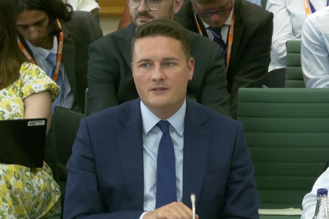 <p>Health secretary Wes Streeting appears before the health and social care committee during a hearing on the 10-Year Health Plan at the House of Commons</p>