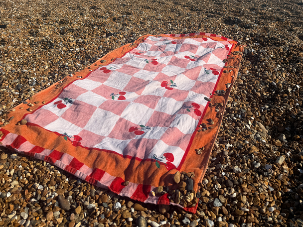 M&S Collection pure cotton cherry checked beach towel