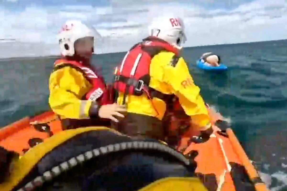 Dramatic moment unconscious woman drifting half a mile out to sea rescued by RNLI