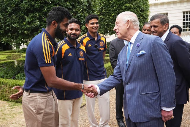 Charles meets members of the India men’s Test cricket team (Aaron Chown/PA)