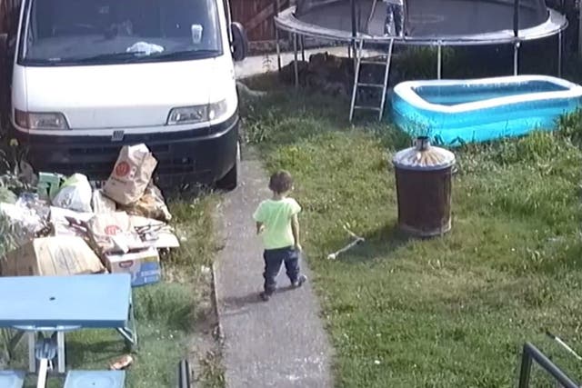 A CCTV image of two-year-old Ethan Ives-Griffiths in the back garden of the family home in Garden City, Deeside (North Wales Police/PA)