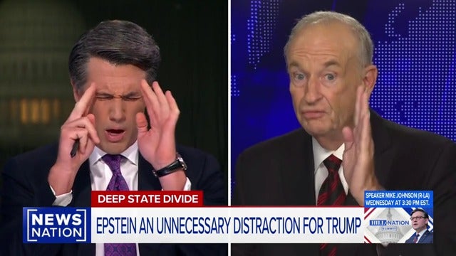 NewsNation anchor Leland Vittert confronts Bill O'Reilly over his false claim that the Biden administration prosecuted and convicted Jeffrey Epstein for sex trafficking.