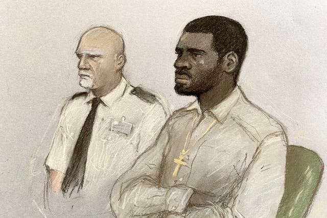 <p>Yostin Andres Mosquera (right) when he appeared in the dock at the Old Bailey</p>