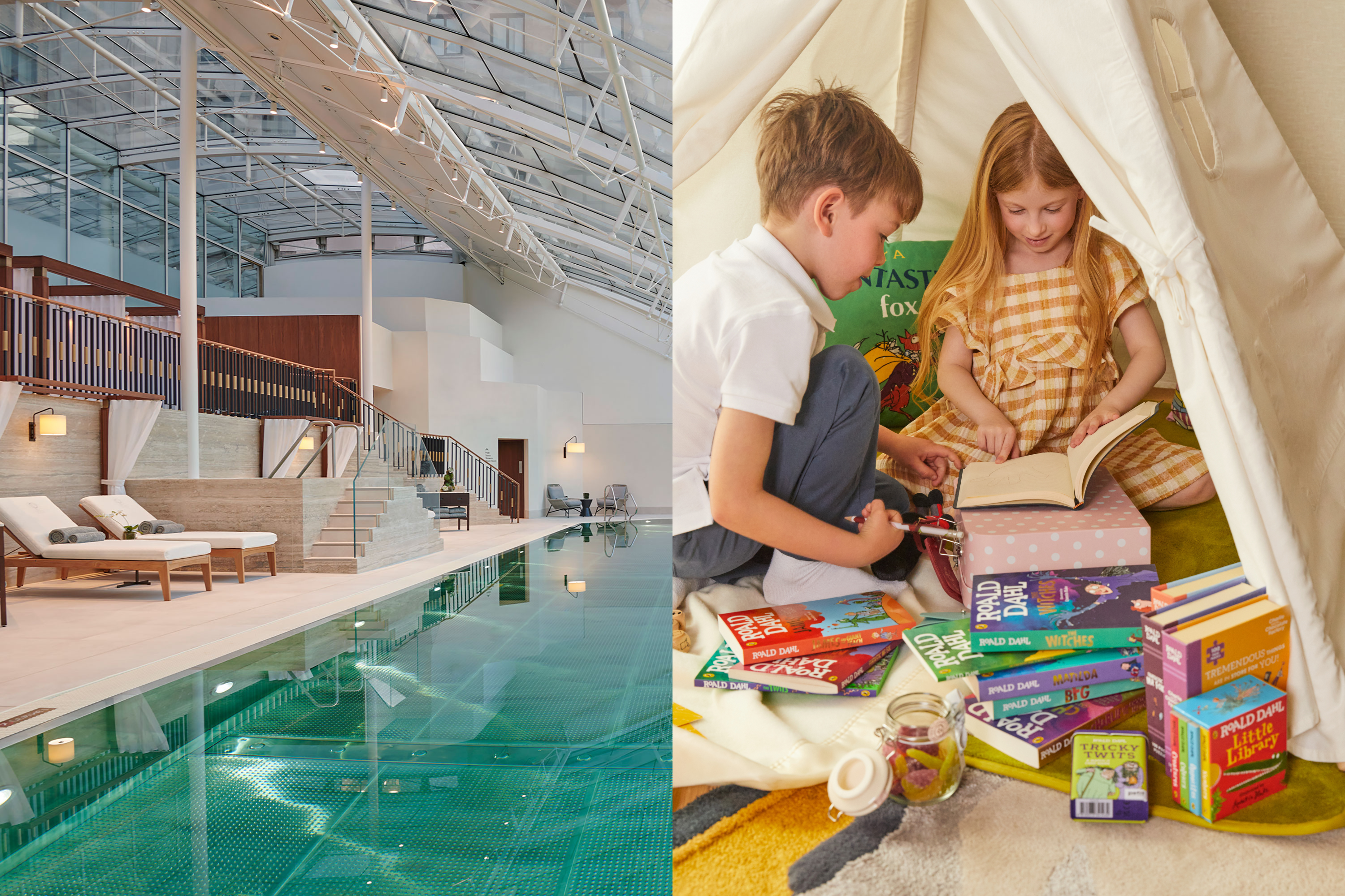 The Peak Spa is complete with a salt sauna and steam room, while the Roald Dahl rooms let children's imaginations run wild