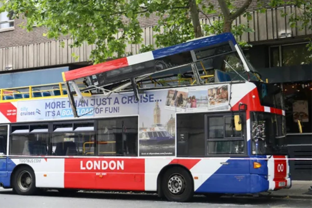 Open-top London tourist bus crashes into tree Open-top London tourist bus crashes into tree