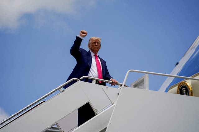 <p>President Donald Trump told reporters Tuesday he believes former President Barack Obama and ex-FBI Director James Comey 'made up' the Epstein files</p>