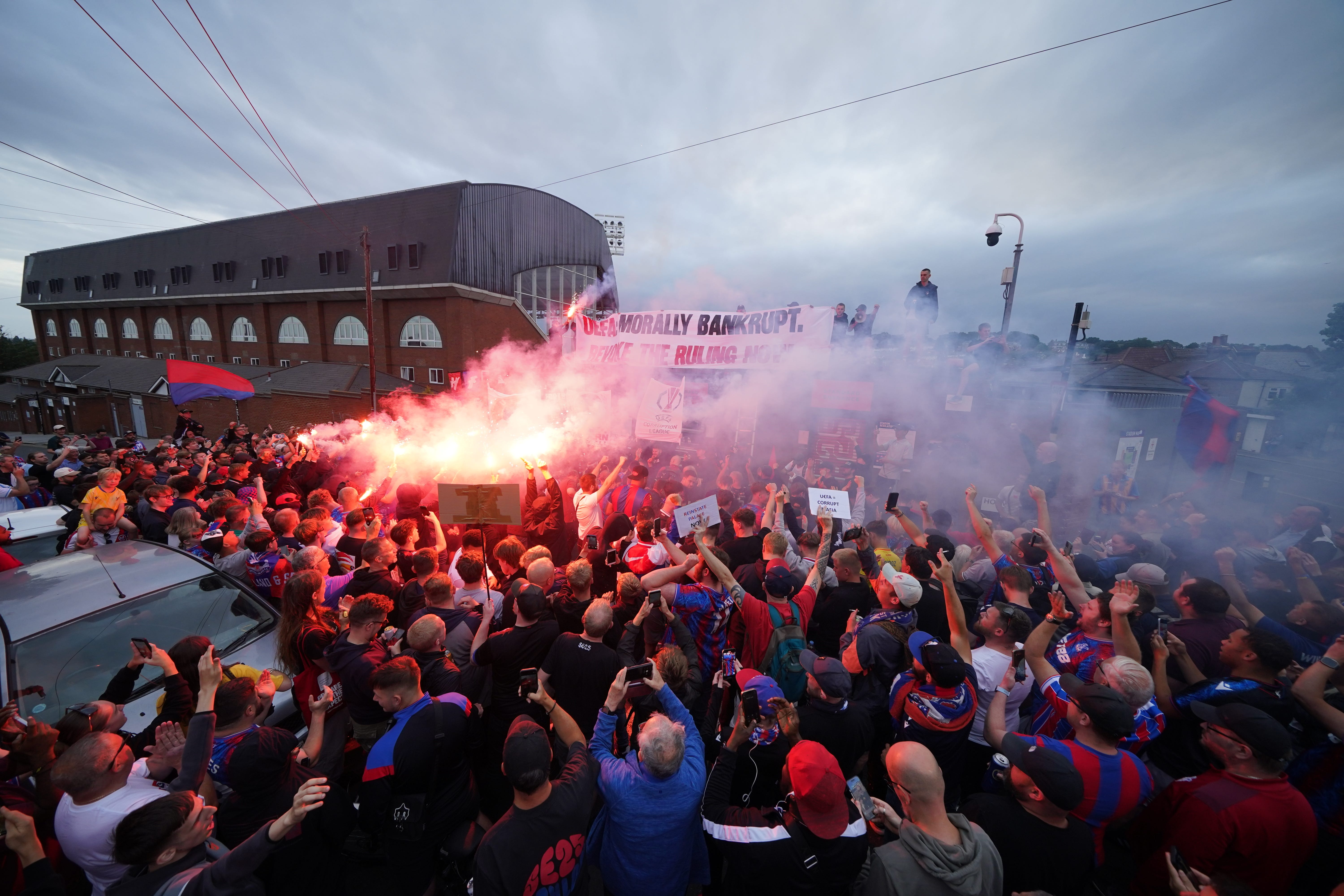 Crystal Palace fans at the protest march