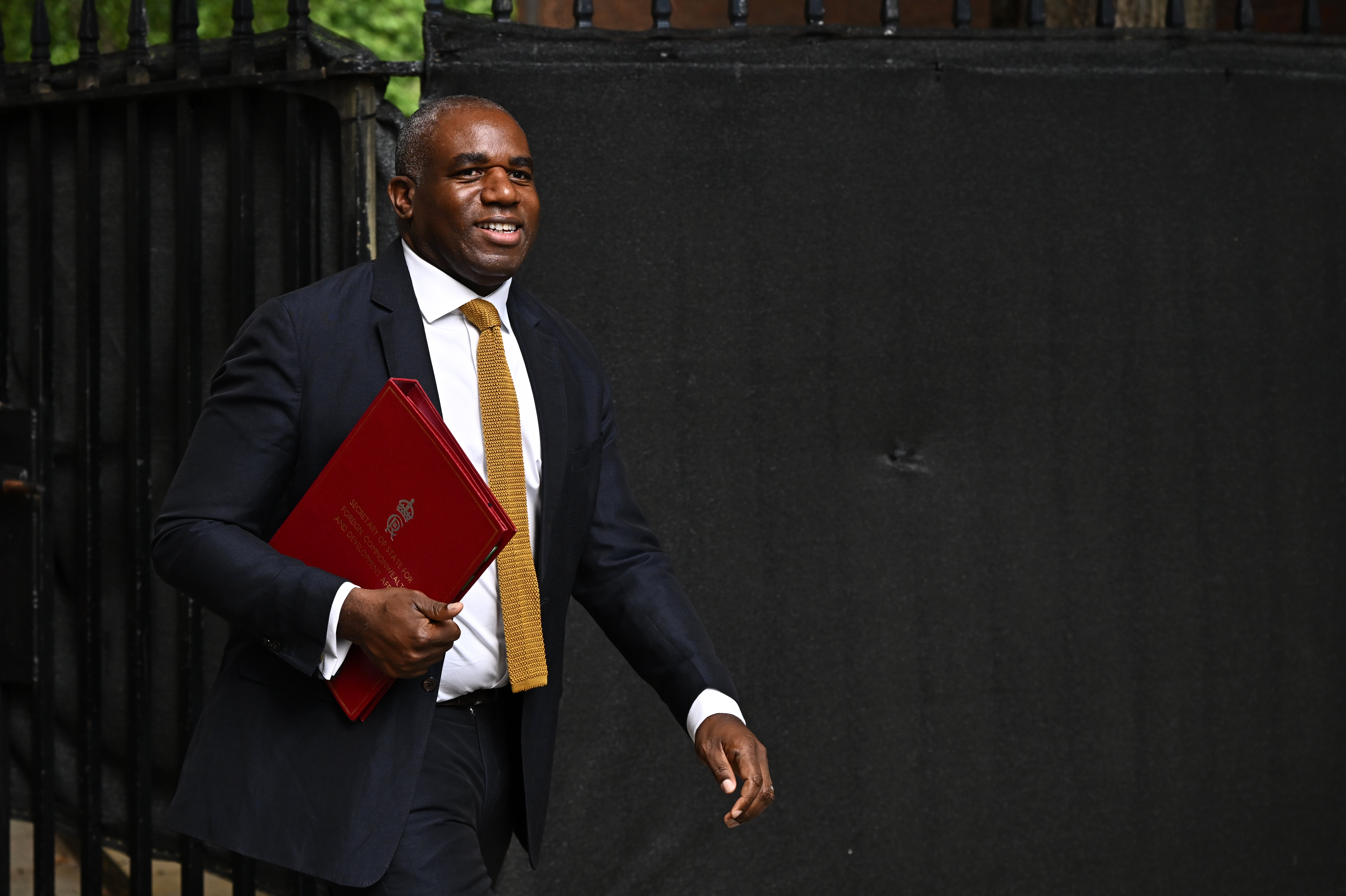 Secretary of State for Foreign, Commonwealth and Development Affairs, David Lammy, arrives for a weekly cabinet meeting at 10 Downing Street on July 15