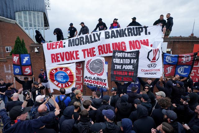 <p>Crystal Palace fans have protested against UEFA’s ruling</p>