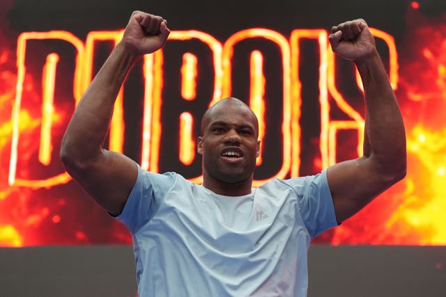 Daniel Dubois during an open workout at BOXPARK Wembley (Bradley Collyer/PA)