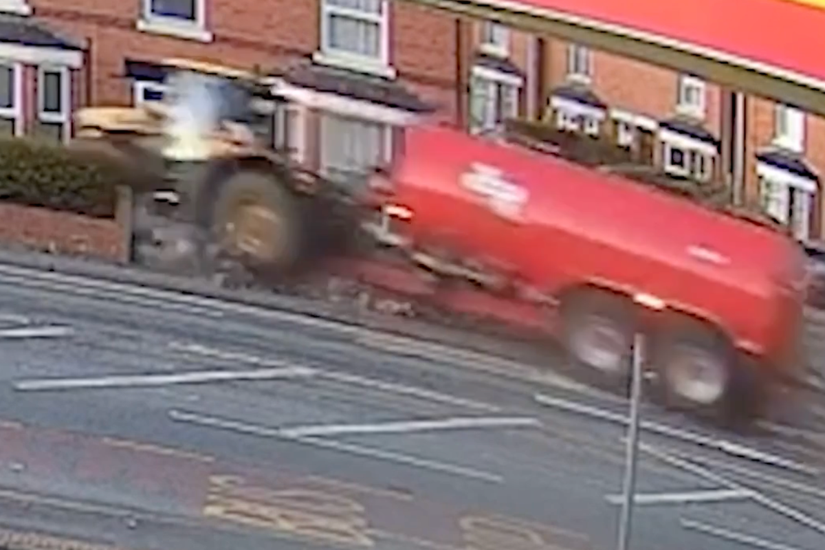 Tractor smashes into homes after drug driver runs red light