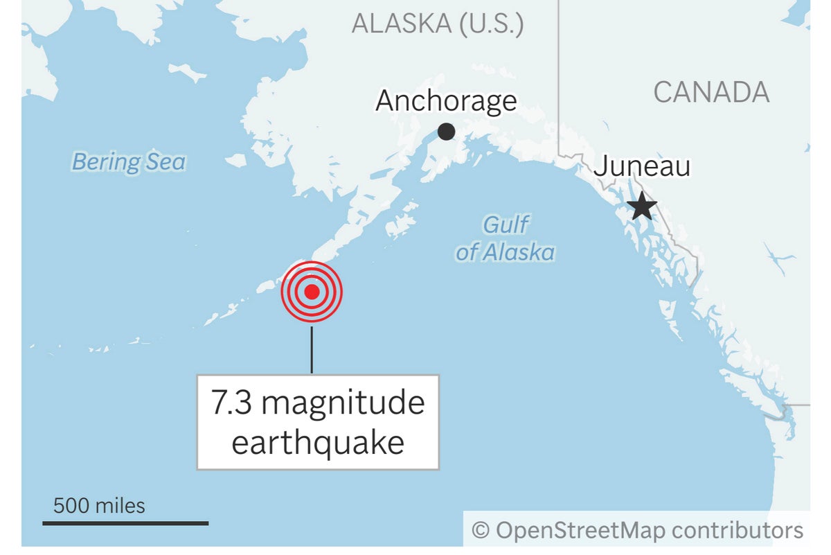 Tsunami warning issued for parts of Alaska after 7.3-magnitude earthquake
