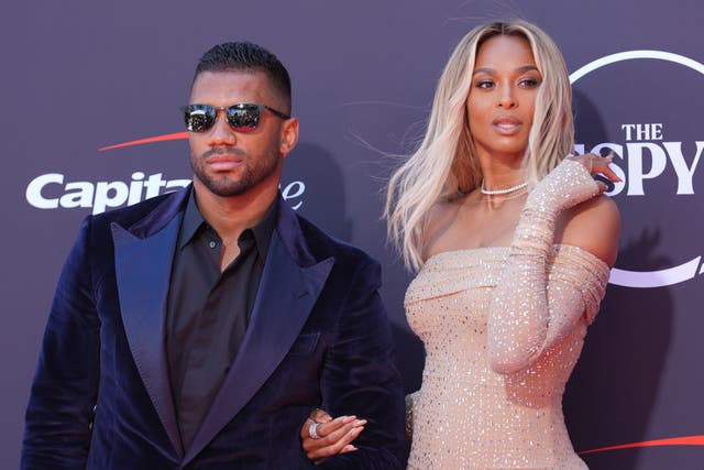<p>Ciara with her husband Russell Wilson</p>
