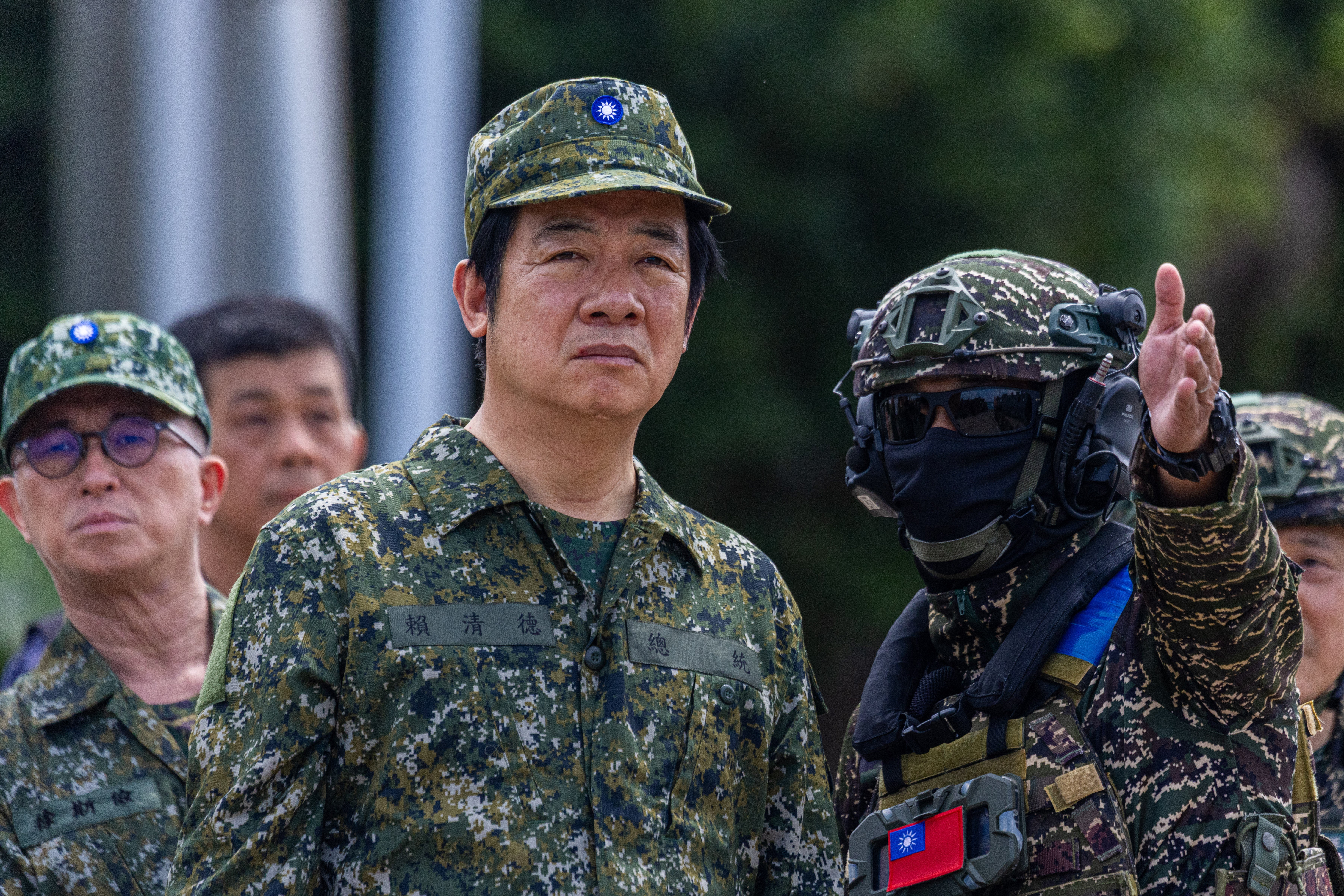 Taiwan president, Lai Ching-te, inspects the Han Kuang 41 exercise of naval defensive mine-laying drill in Kaohsiung