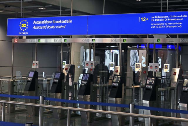 Since Brexit, UK travellers arriving at EU airports have generally been forced to queue for manned desks to have their passports stamped (Alamy/PA)
