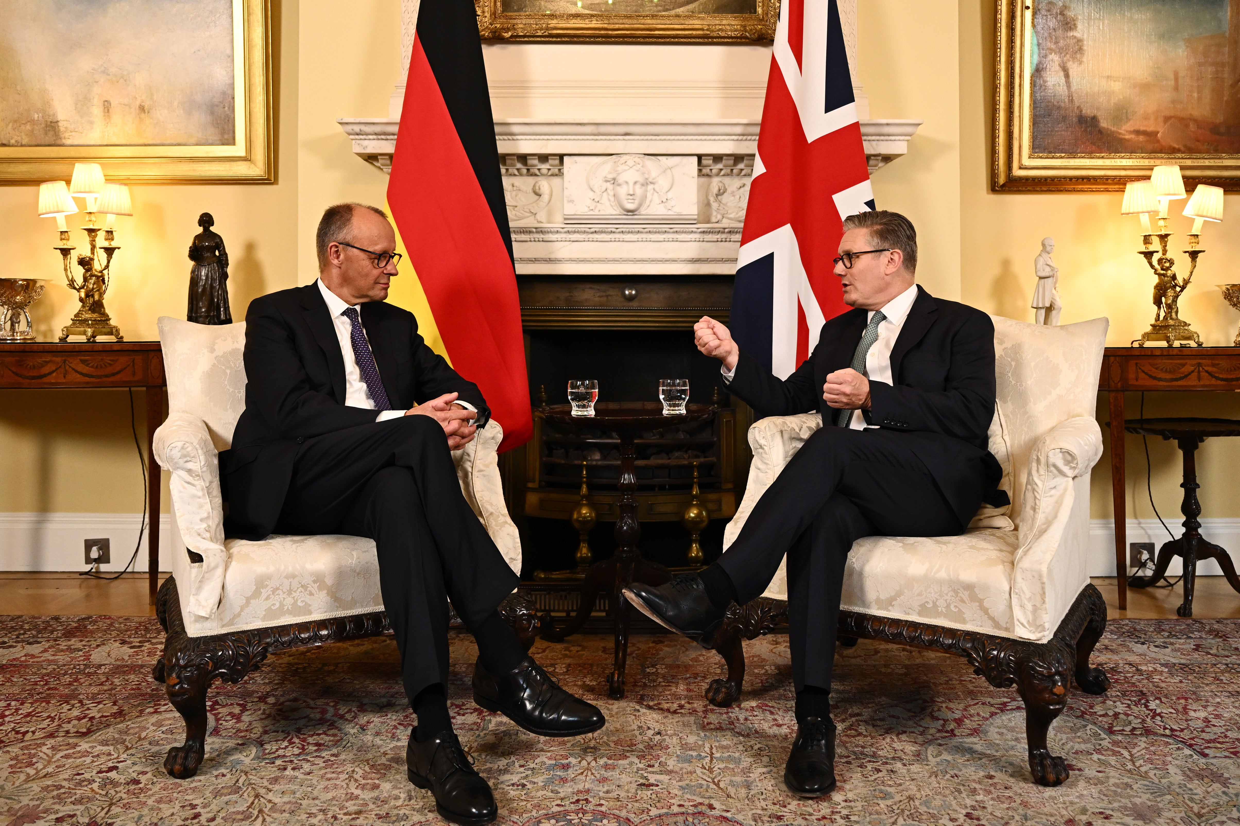 The Prime Minister and German Chancellor had talks at Downing Street, London, on his first official visit to the UK (Leon Neal/PA)