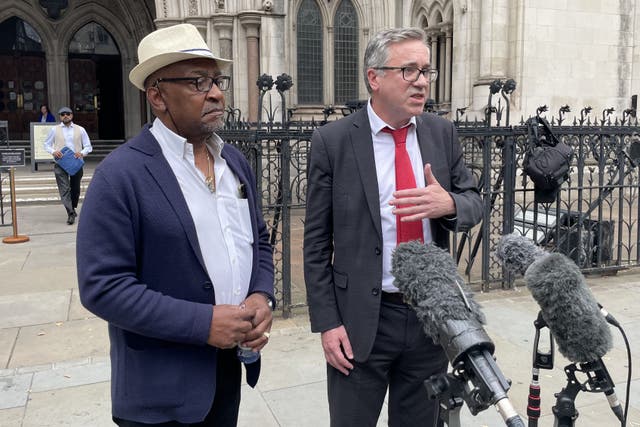 Errol Campbell Jr (left) and solicitor Matt Foot speaking outside the Royal Courts of Justice (Callum Parke/PA)