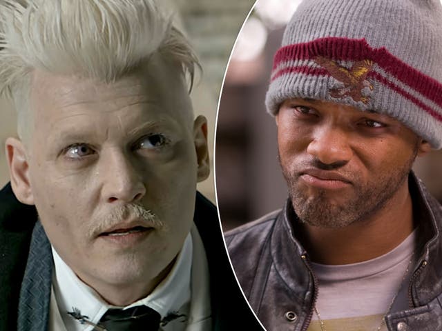 <p>Johnny Depp in Fantastic Beasts and Will Smith in ‘Hancock’</p>