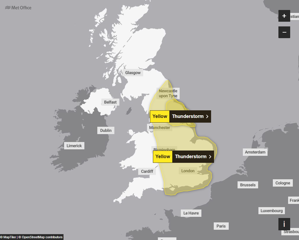Two yellow weather warnings are in place for Friday