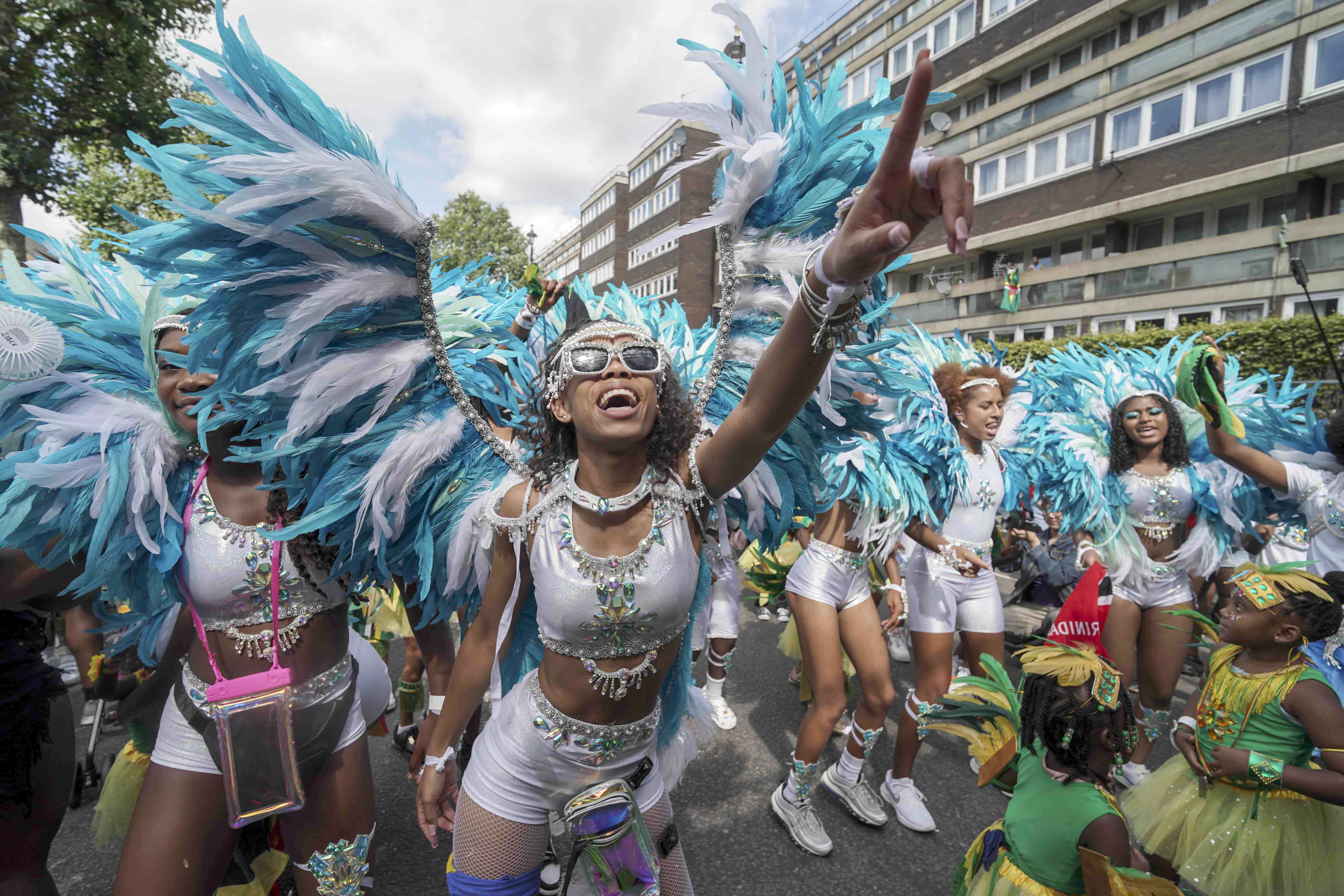 People taking part in the children’s day parade, part of the Notting Hill Carnival, in 2024 (Jeff Moore/PA)