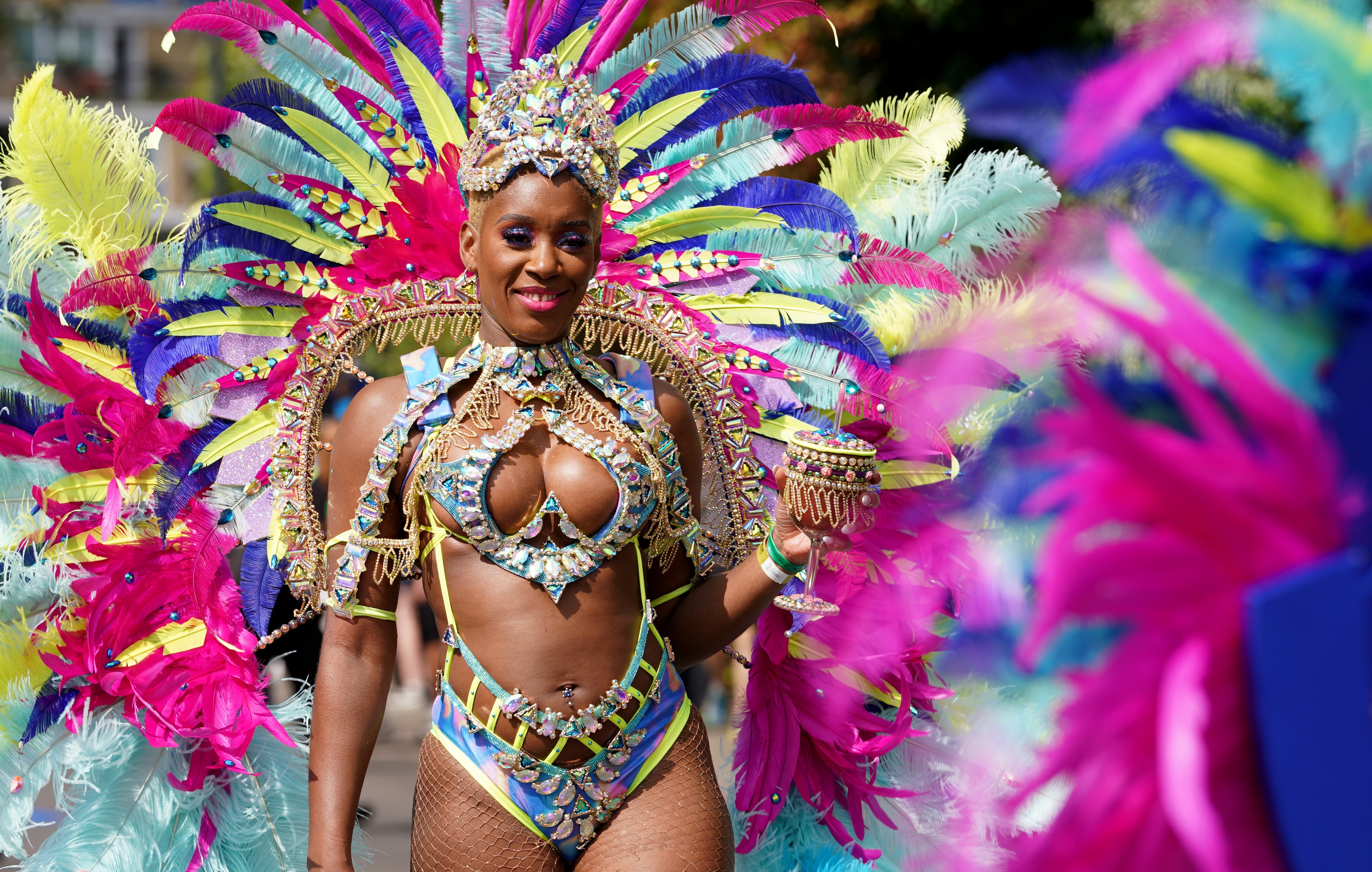 <p>The adults parade, part of the Notting Hill Carnival, in 2024</p>