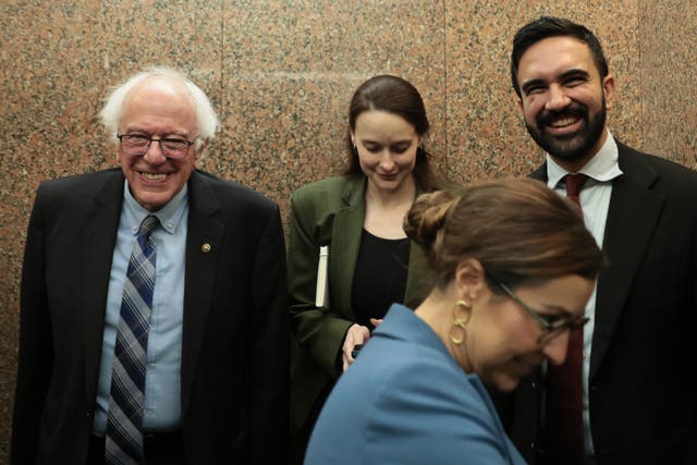<p>Sen. Bernie Sanders (I-VT) and NYC Mayoral Candidate Zohran Mamdani enter an elevator after a meeting in the Dirksen Senate Office Building on July 16, 2025 in Washington, DC. </p>