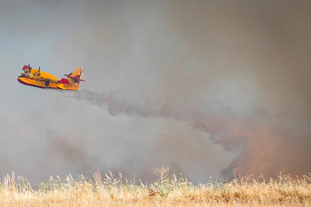 An uncontrolled wildfire sends a cloud of smoke over Spain's capital