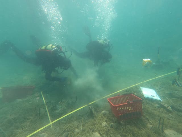 <p>Archaeologists dive in Ohrid Lake</p>