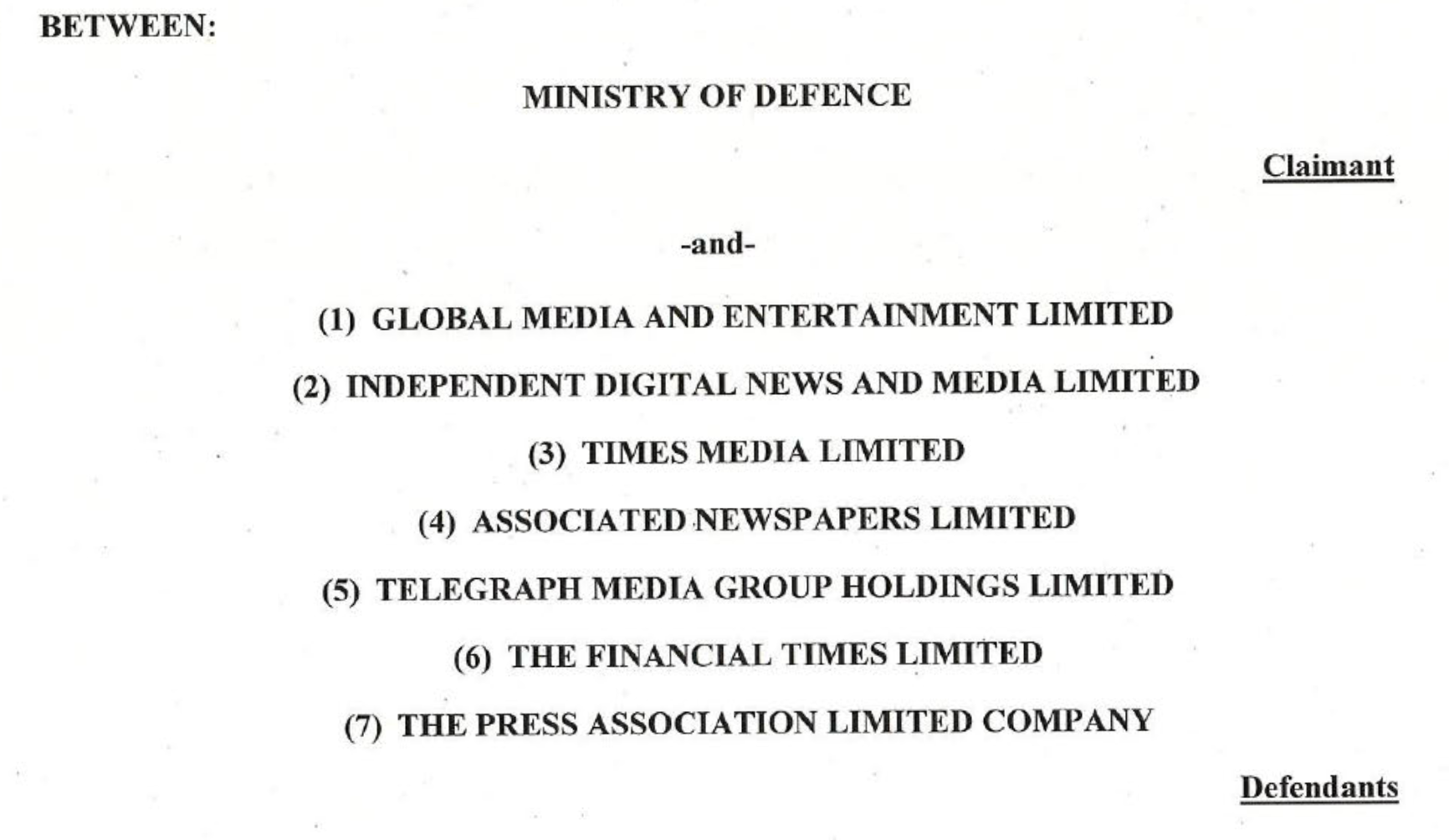 By summer 2025, seven media organisations were defendants against the Ministry of Defence