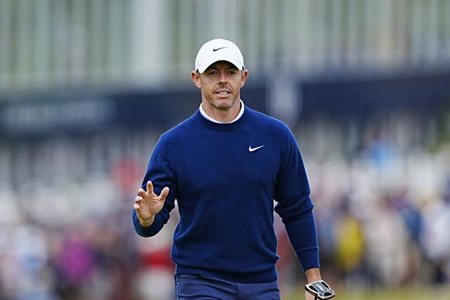 Rory McIlroy’s roller-coaster Open at Royal Portrush continued on day two (Peter Byrne/PA)