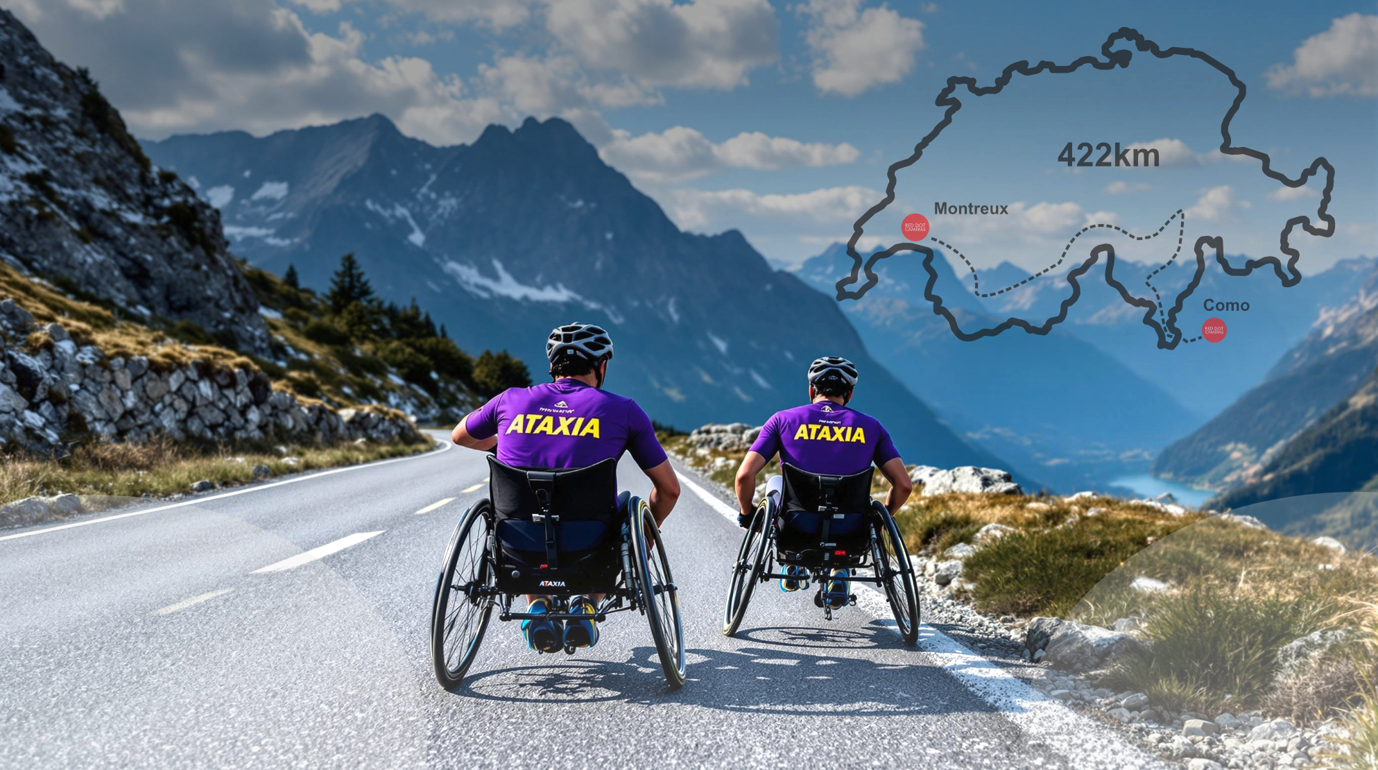 The pair started off from the banks of Lake Geneva and arrived in Lake Como