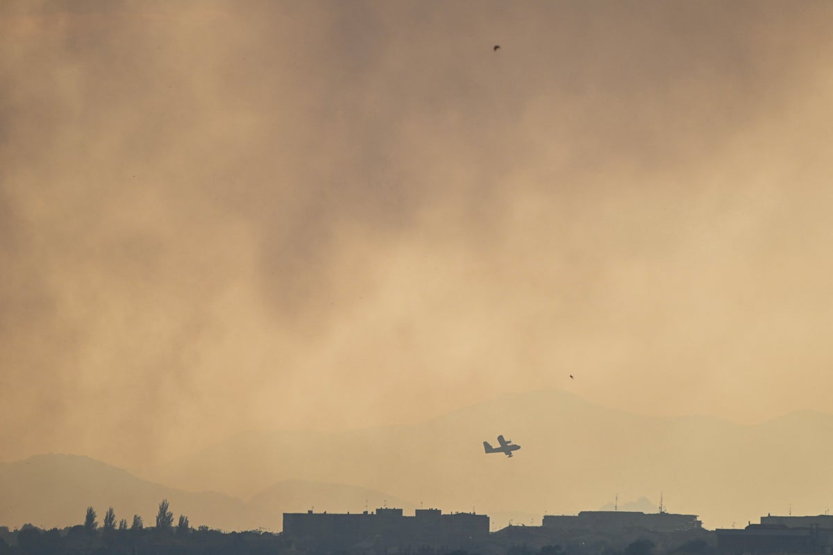 Giant cloud of smoke seen over Madrid as wildfires rage in central Spain
