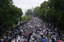 Hundreds brave torrential rain for pro-Palestine protest in London