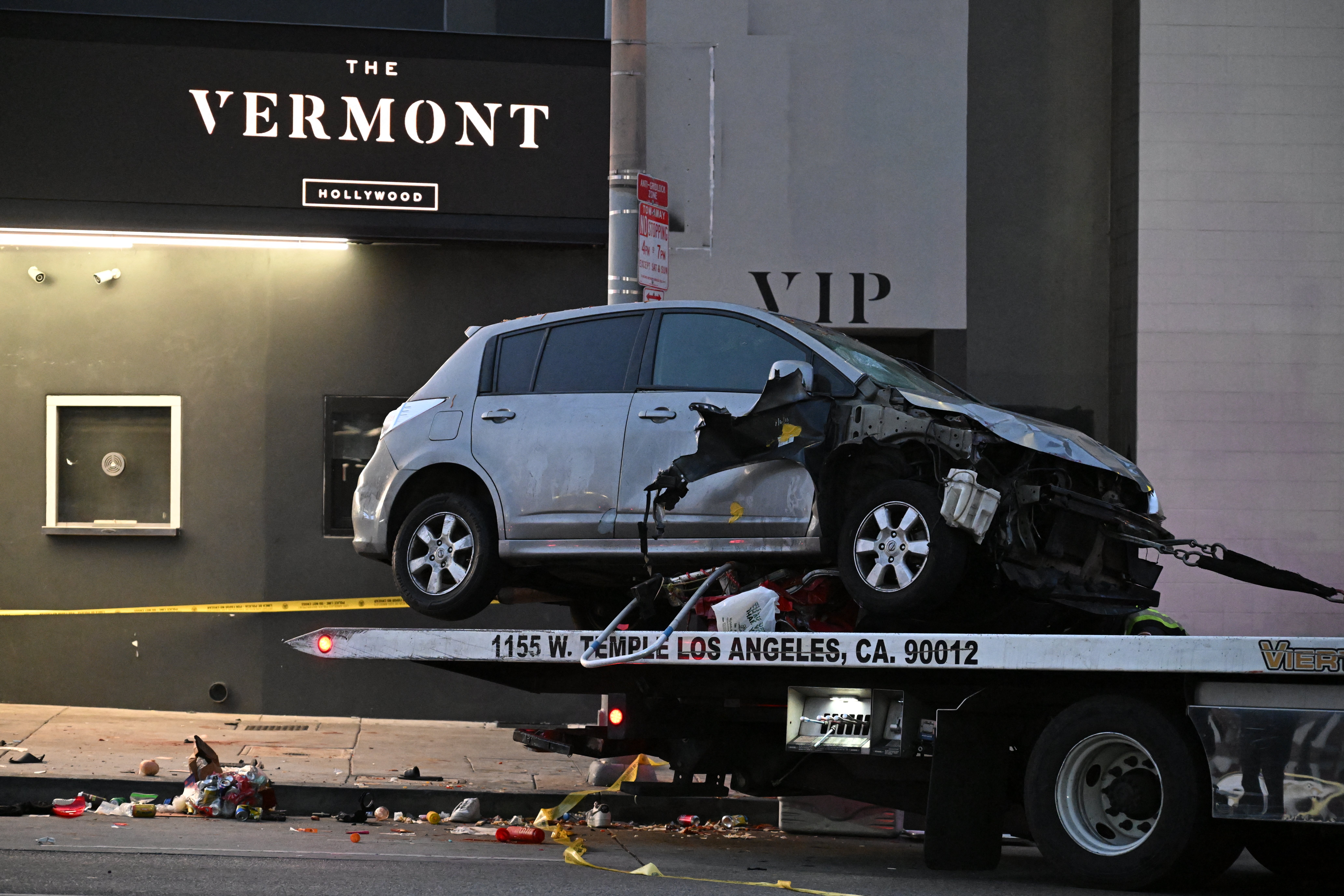 Authorities towed the vehicle away